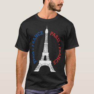 Paris Frankrike Eiffel Torn Fransk Flagga Souvenir T Shirt