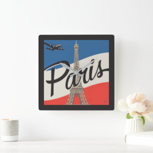 Paris Frankrike Eiffel Torn Fyrkantig Klocka