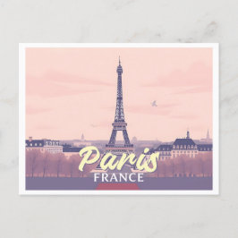 Paris Frankrike Eiffel Torn Pastel Travel Design Vykort