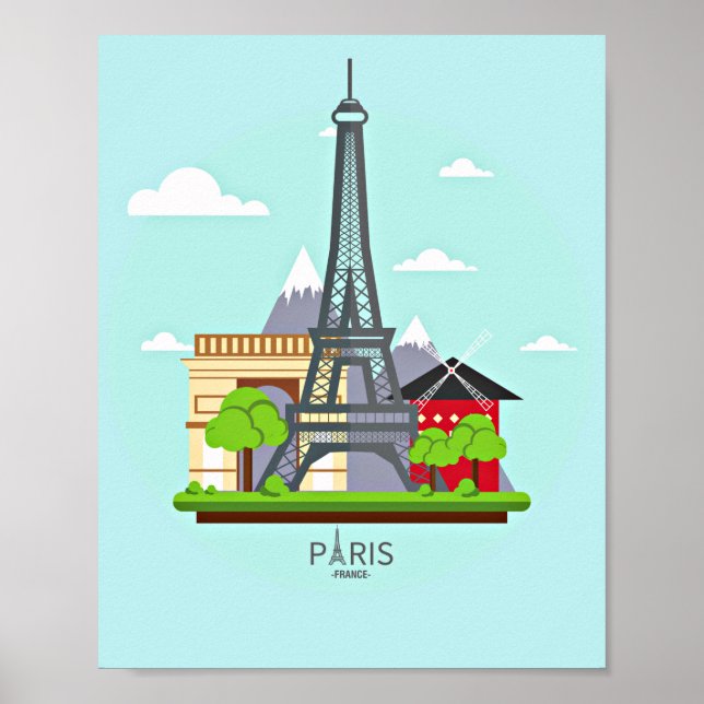 Paris Frankrike, Eiffel Torn Poster (Framsidan)