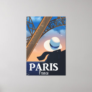Paris Frankrike Eiffel torn reseaffisch Canvastryck