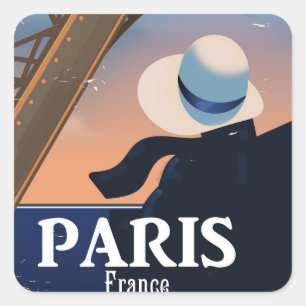 Paris Frankrike Eiffel torn reseaffisch Fyrkantigt Klistermärke