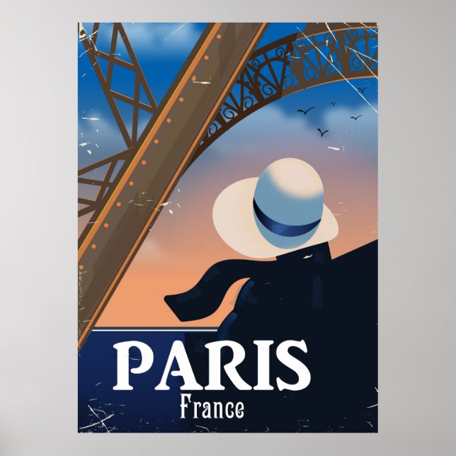 Paris Frankrike Eiffel torn reseaffisch Poster (Framsidan)