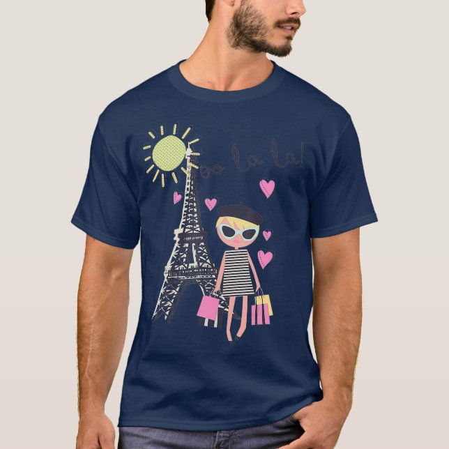 Paris Frankrike Eiffel Torn Retro Souvenir Gift T Shirt (Framsida)