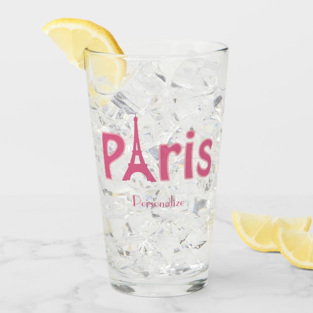 Paris Frankrike Eiffel Torn Rosa Personlig  Glaskopp (Framsida Ice)
