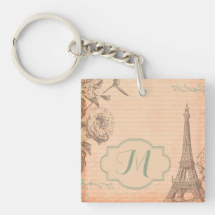 Paris Frankrike Eiffel Torn Shabb Monogram Nyckelr