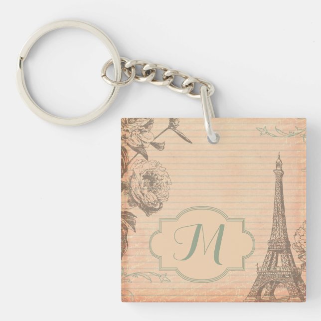 Paris Frankrike Eiffel Torn Shabb Monogram Nyckelr (Framsidan)