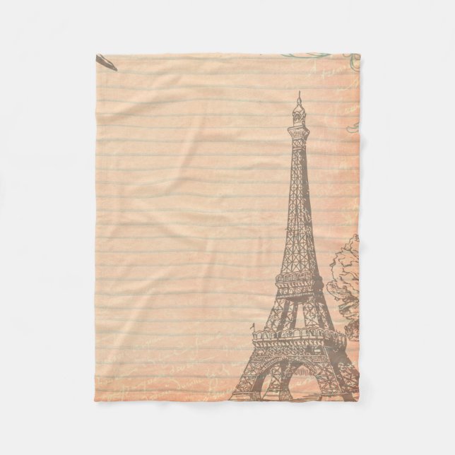 Paris Frankrike Eiffel Torn Shabby Fleece Blanket (Framsidan)