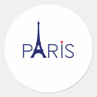 Paris Frankrike Eiffel Torn Text och Heart Runt Klistermärke
