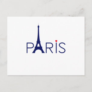 Paris Frankrike Eiffel Torn Text och Heart Vykort