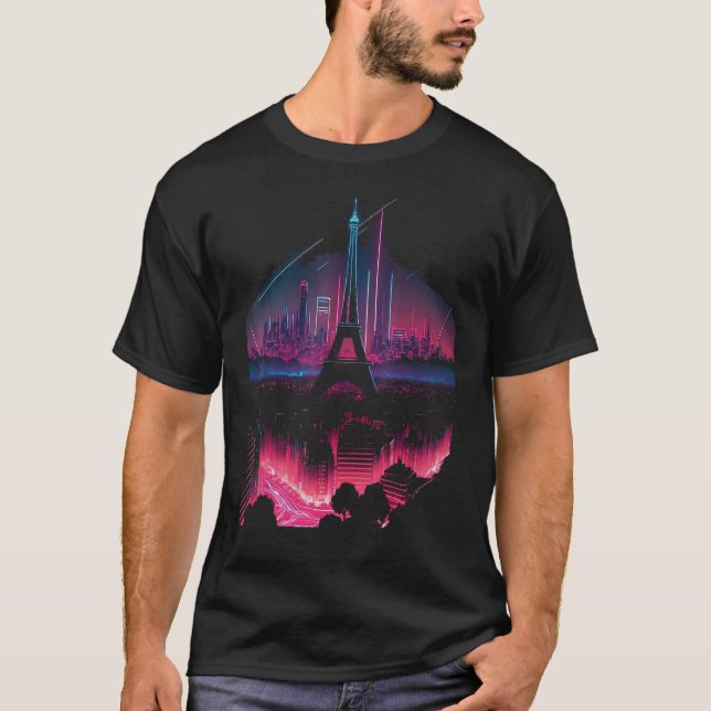 Paris Frankrike Eiffel Torn Travel T Shirt (Framsida)