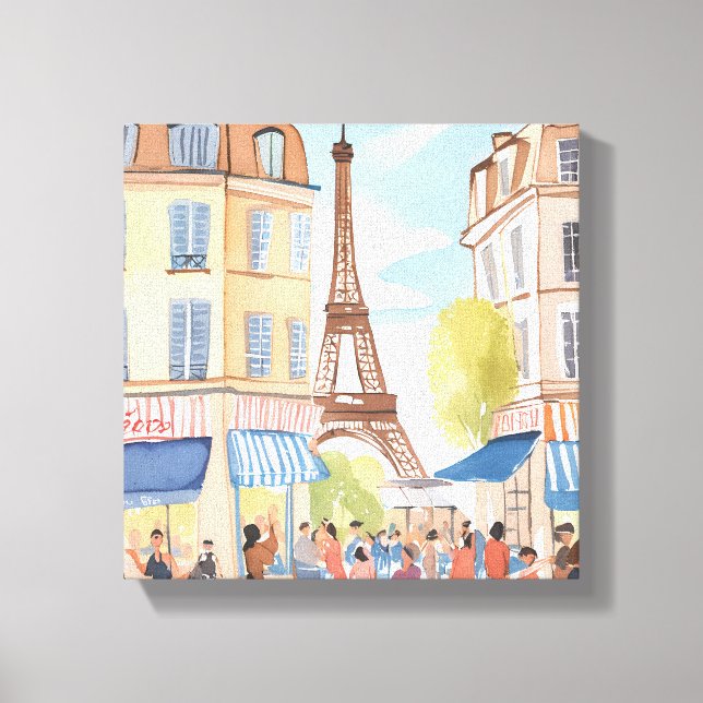 Paris Frankrike Eiffel Torn | Vattenfärgseuropeisk Canvastryck (Framsida)