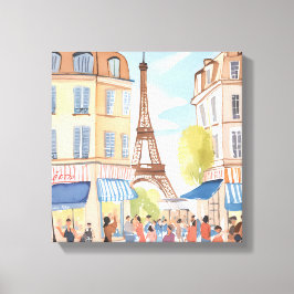Paris Frankrike Eiffel Torn | Vattenfärgseuropeisk Canvastryck