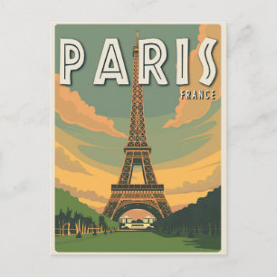 Paris Frankrike Eiffel Torn Vintage resor Vykort