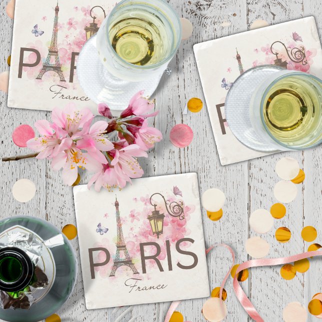 Paris Frankrike Eiffel Torn Vintange Lamp Stenunderlägg (Skapare uppladdad)