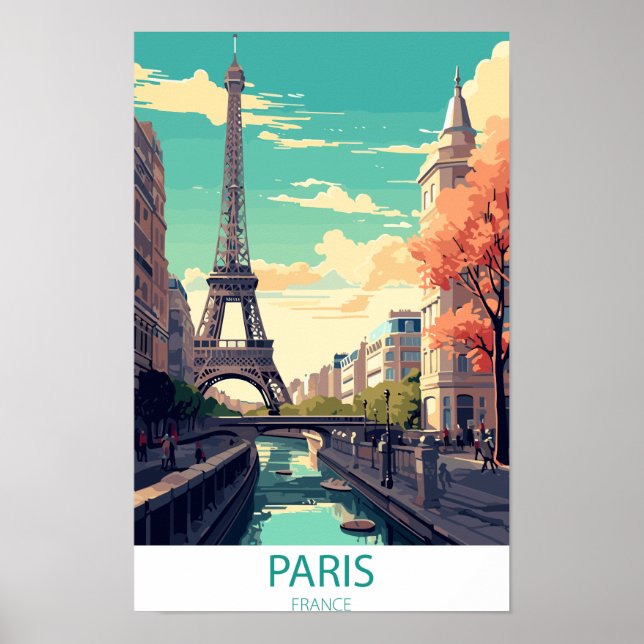 Paris Frankrike, Eiffel Tower Resa Vägg Poster (Framsidan)
