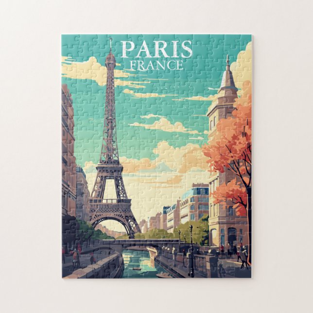 Paris, Frankrike Eiffeltorn Illustration Pussel (Vertikal)
