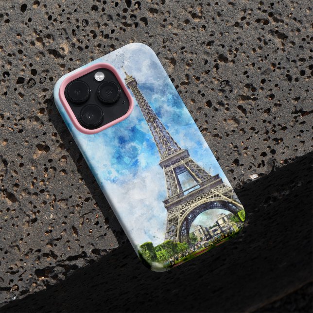 Paris Frankrike Eiffeltornet Akvarell (Paris France Eiffel Tower Watercolor. iPhone Case)