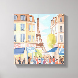 Paris Frankrike Eiffeltornet | Akvarell Europeisk Canvastryck