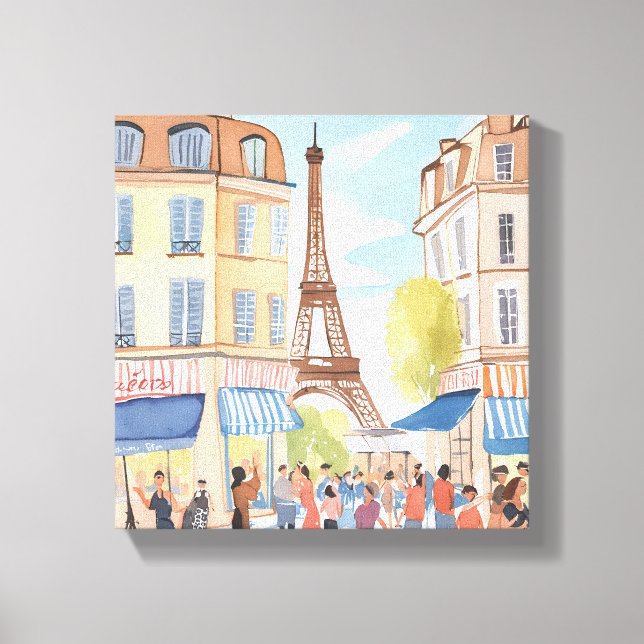 Paris Frankrike Eiffeltornet | Akvarell Europeisk Canvastryck (Framsida)