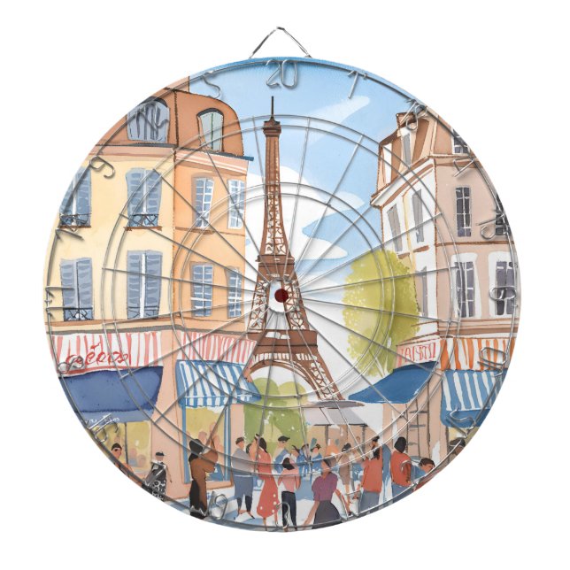 Paris Frankrike Eiffeltornet | Akvarell Resa Darttavla (Framsidan)
