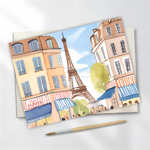 Paris Frankrike Eiffeltornet Akvarellkort