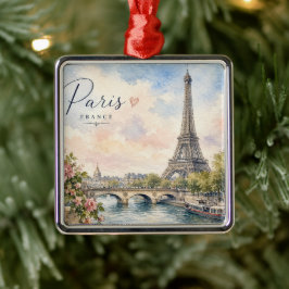 Paris Frankrike Eiffeltornet floden Seine Julgransprydnad Metall