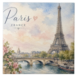 Paris Frankrike Eiffeltornet floden Seine Kakelplatta