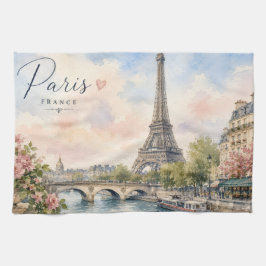 Paris Frankrike Eiffeltornet floden Seine Kökshandduk