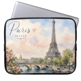 Paris Frankrike Eiffeltornet floden Seine Laptop Fodral