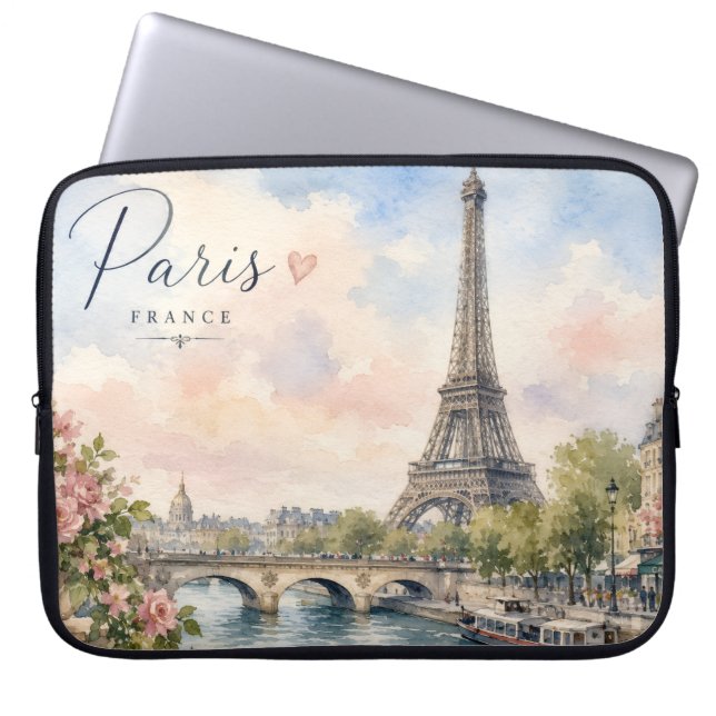 Paris Frankrike Eiffeltornet floden Seine  Laptop Fodral (Framsidan)