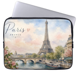 Paris Frankrike Eiffeltornet floden Seine Laptop Fodral