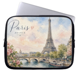 Paris Frankrike Eiffeltornet floden Seine Laptop Fodral