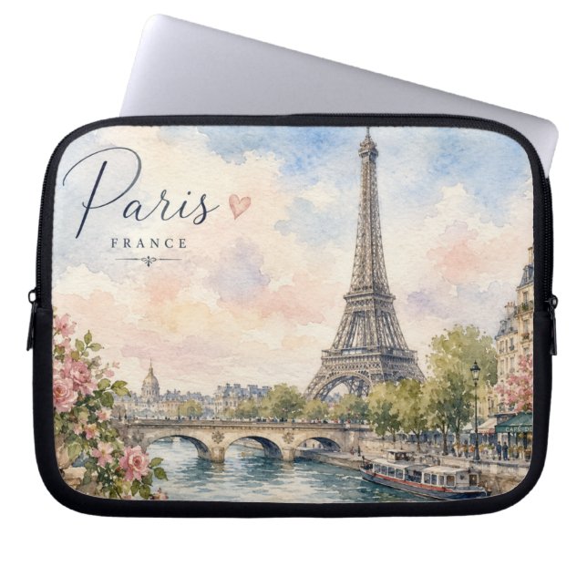 Paris Frankrike Eiffeltornet floden Seine  Laptop Fodral (Framsidan)