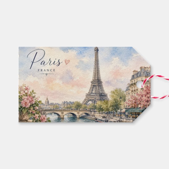 Paris Frankrike Eiffeltornet floden Seine  Presentetikett (Framsidan (Horizontal))