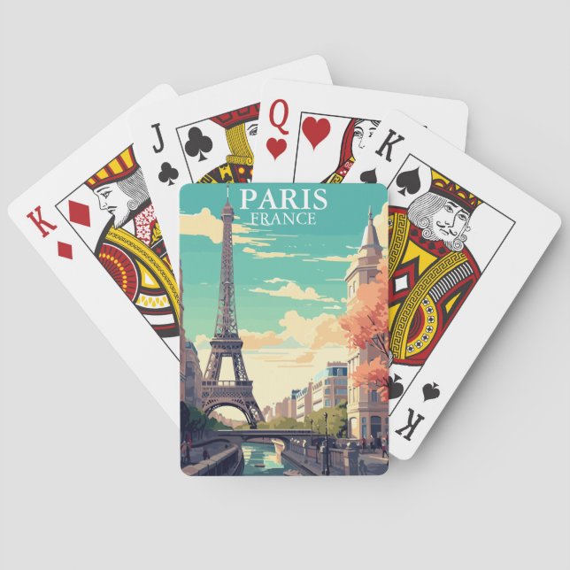 Paris, Frankrike Eiffeltornet Illustration Casinokort (Baksidan)