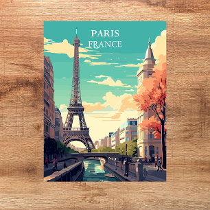 Paris, Frankrike Eiffeltornet Illustration Vykort