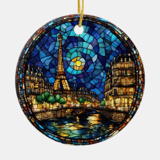 Paris Frankrike Eiffeltornet  Julgransprydnad Keramik (Framsidan)