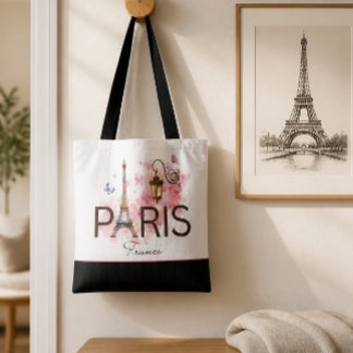 Paris Frankrike Eiffeltornet & Lampa Tygkasse
