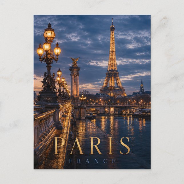 Paris Frankrike Eiffeltornet REALMS Vykort (Framsida)