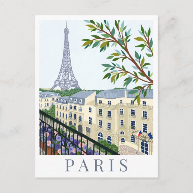 Paris Frankrike Eiffeltornet Resa Illustration Vykort (Framsida)