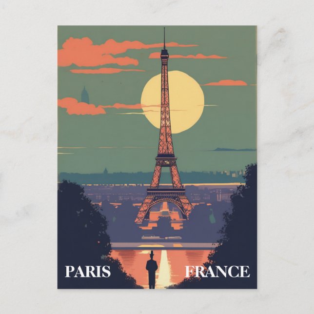 Paris Frankrike Eiffeltornet Resa Konst Vykort (Framsida)