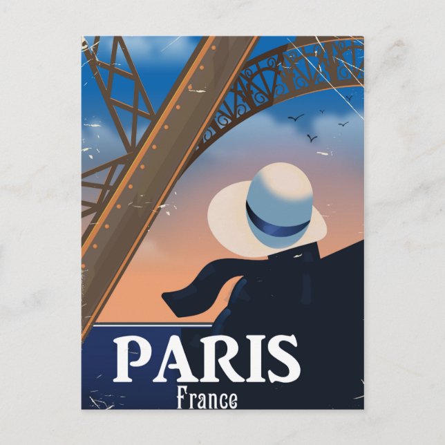 Paris Frankrike Eiffeltornet resaffisch Vykort (Framsida)