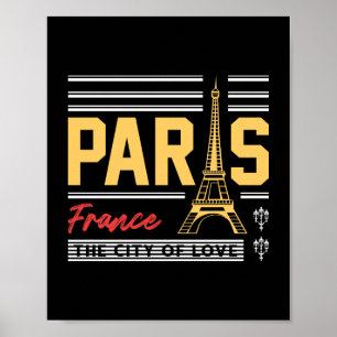 Paris Frankrike Eiffeltornet Retro Resa Typografi Poster