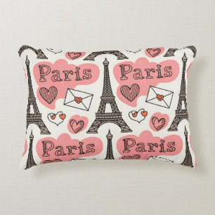 Paris Frankrike Eiffeltornet Romantik Söt Mönster Prydnadskudde