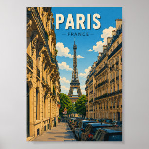 Paris Frankrike Eiffeltornet Street View Poster