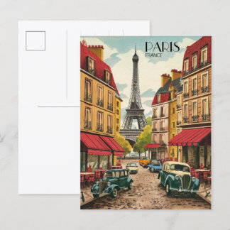 Paris frankrike Eiffeltornet vintage gamla gator p Vykort