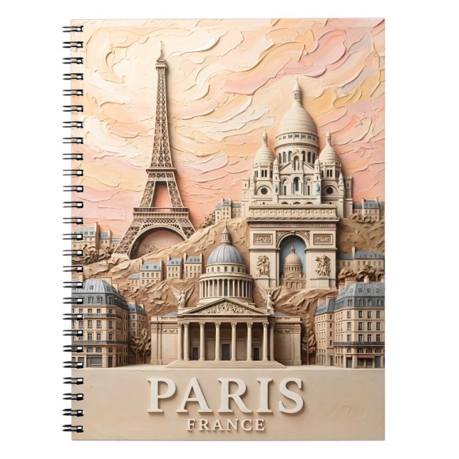 Paris Frankrike Europa Modern Pastell Texturerad R Anteckningsbok (Framsidan)