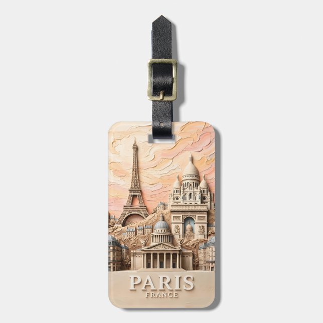 Paris Frankrike Europa Modern Pastell Texturerad R Bagagebricka (Vertikal Framsida)