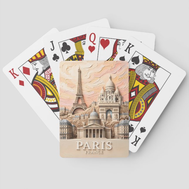 Paris Frankrike Europa Modern Pastell Texturerad R Casinokort (Baksidan)
